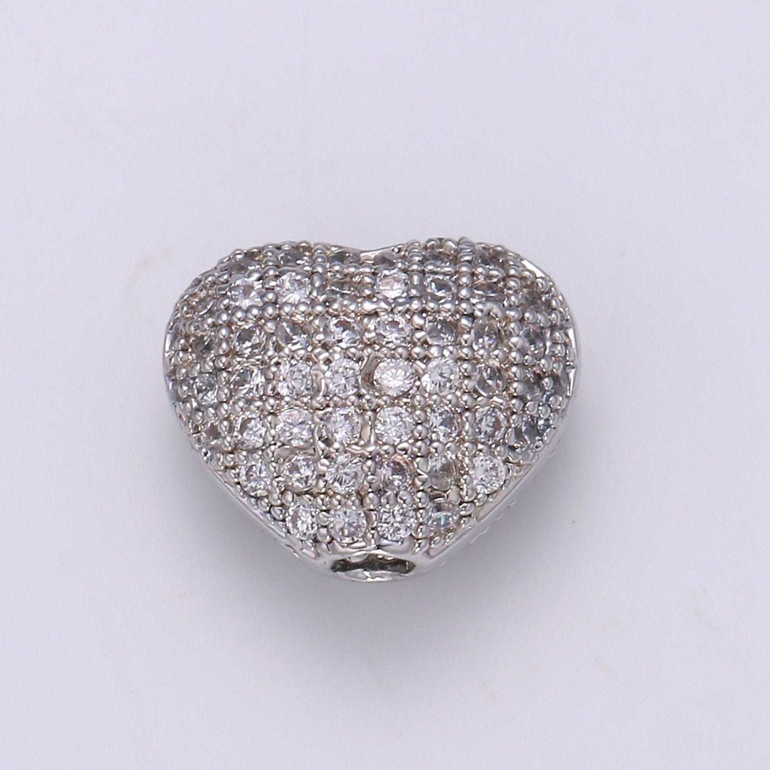 1pc CZ Gold Large Hole Heart Pattern Spacer Bead,DIY Jewelry Making European Charms Beaded Bracelet, Size 10x12mm Hole 2mm, -1062 ,1063