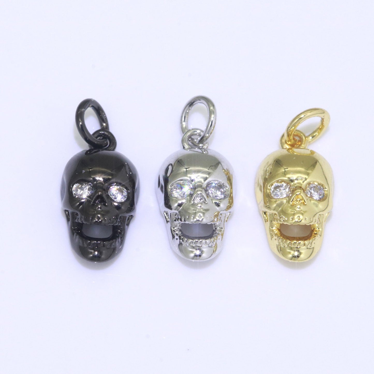 Gold Skull Charm, Skull Pendant, 3D Skull Pendant Gold Charm, Pewter, Silver Black Gun Metal Charm Bracelet Necklace for halloween,M-509