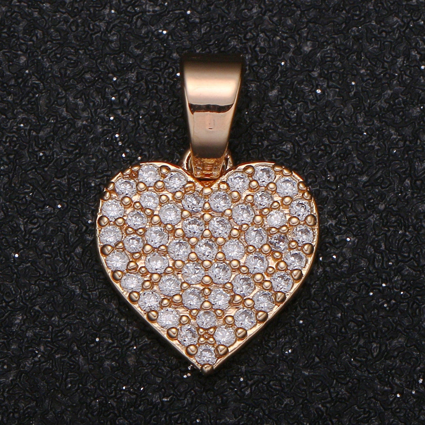 1pc Gold Micro Pave CZ Heart Pendant Charm, Love Micro Pave CZ Pendant Charm, For DIY Jewelry-1046