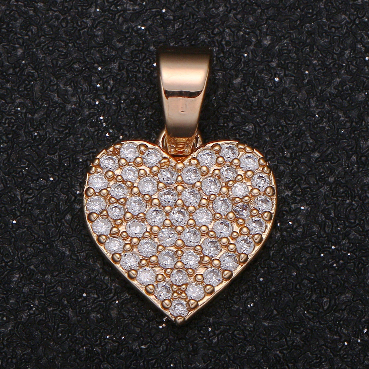 1pc Gold Micro Pave CZ Heart Pendant Charm, Love Micro Pave CZ Pendant Charm, For DIY Jewelry-1046