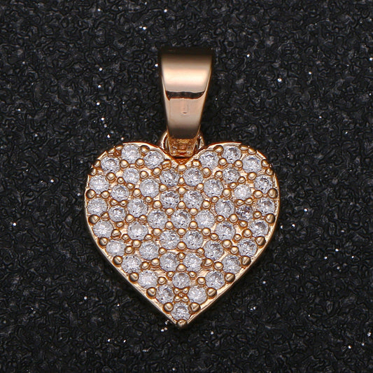 1pc Gold Micro Pave CZ Heart Pendant Charm, Love Micro Pave CZ Pendant Charm, For DIY Jewelry-1046