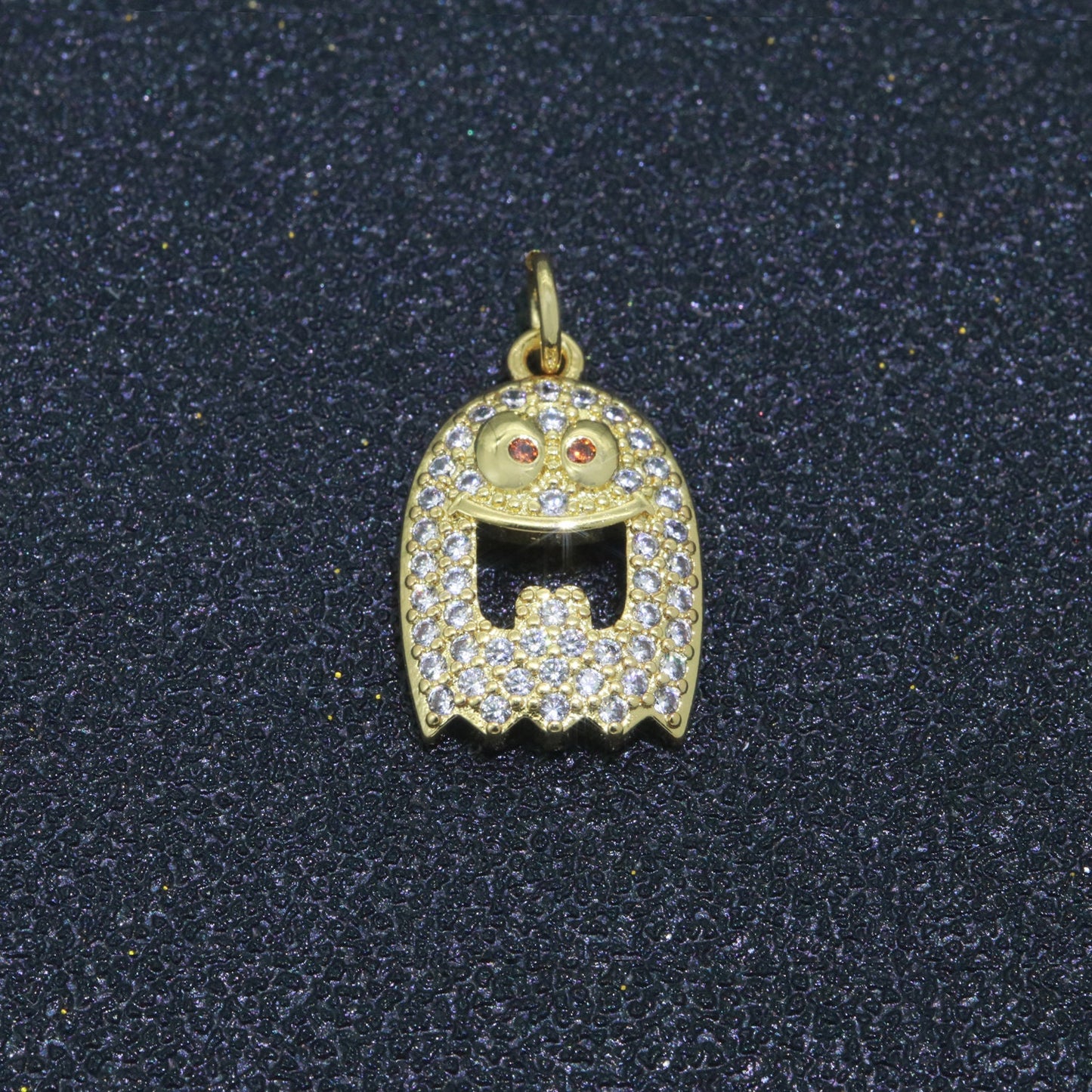 Ghost Charm, 14K Gold Filled CZ Micro Pave Ghost Pendant, Ghost Scary Halloween Jewelry Making Pendant for Necklace Earring Bracelet, M-552