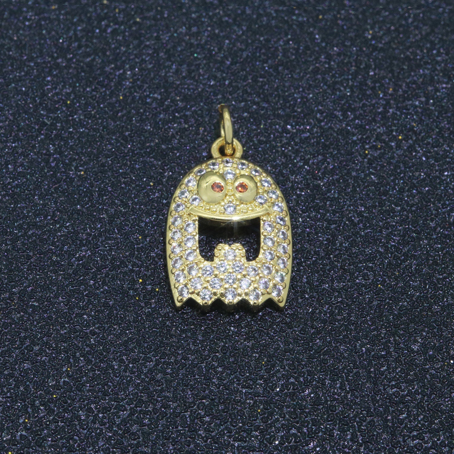 Ghost Charm, 14K Gold Filled CZ Micro Pave Ghost Pendant, Ghost Scary Halloween Jewelry Making Pendant for Necklace Earring Bracelet, M-552