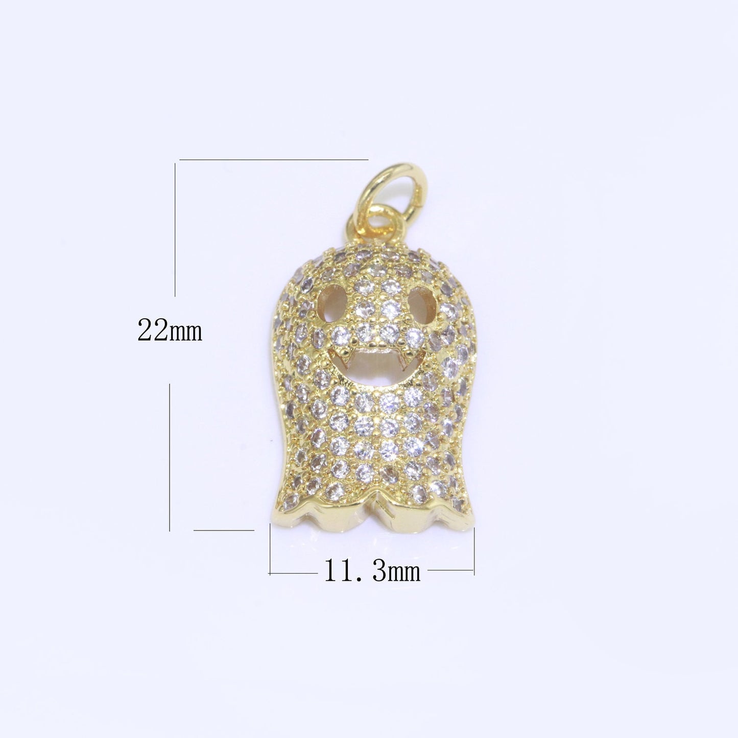 Cute Ghost Charm, Micro Pave Gold Filled Ghost Charm Necklace, Halloween Gift for Necklace Bracelet Earring Jewelry Making Supply M-563