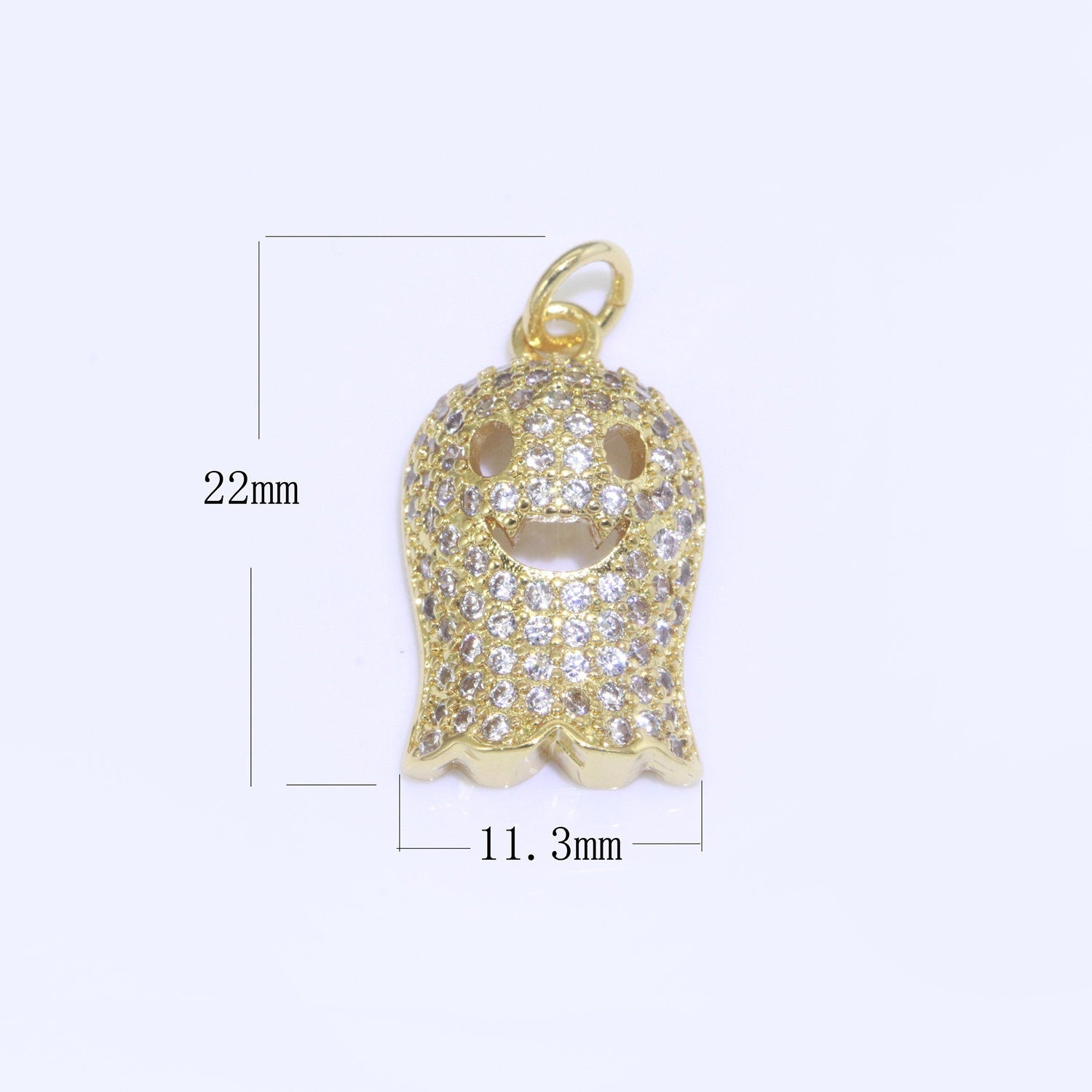 Cute Ghost Charm, Micro Pave Gold Filled Ghost Charm Necklace, Halloween Gift for Necklace Bracelet Earring Jewelry Making Supply M-563