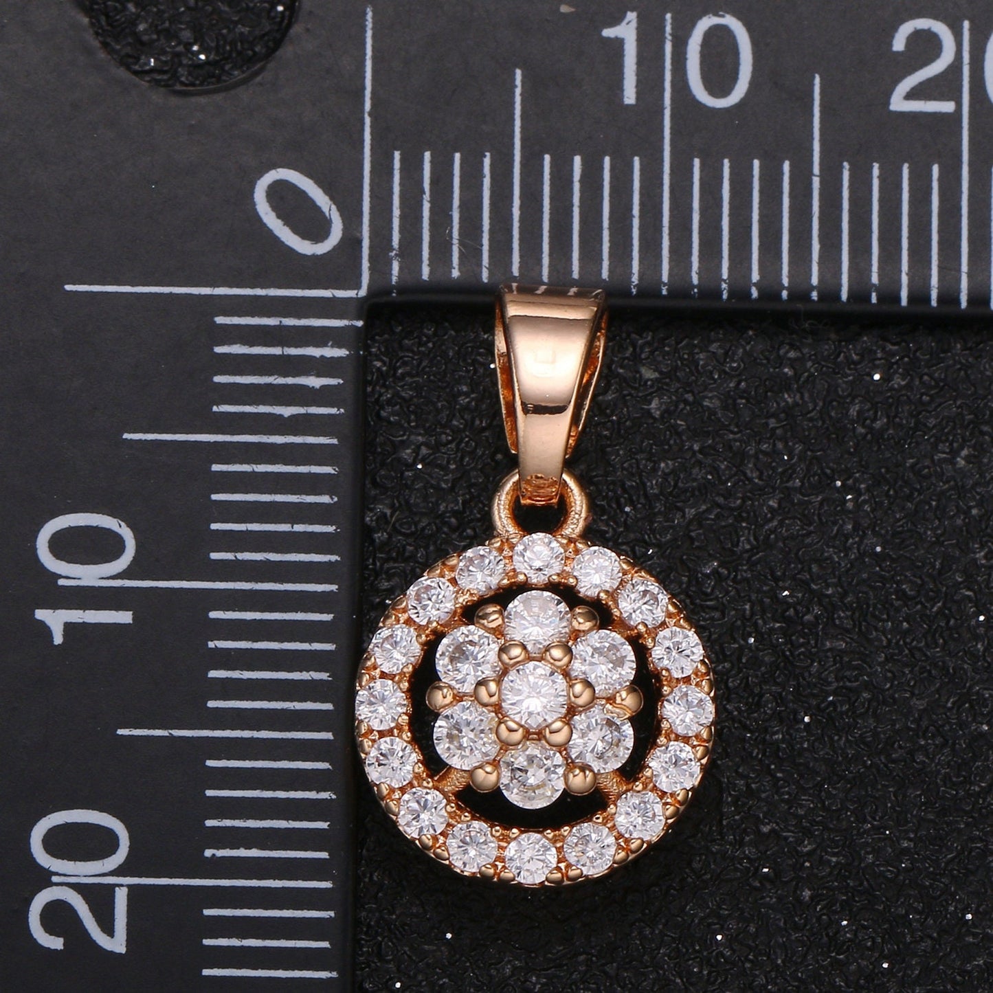 1pc Gold Micro Pave CZ Wreath Charm,Daisy Micro Pave CZ Pendant, Flower Charm Pendant, Cubic Zirconia Flower Jewelry, -652