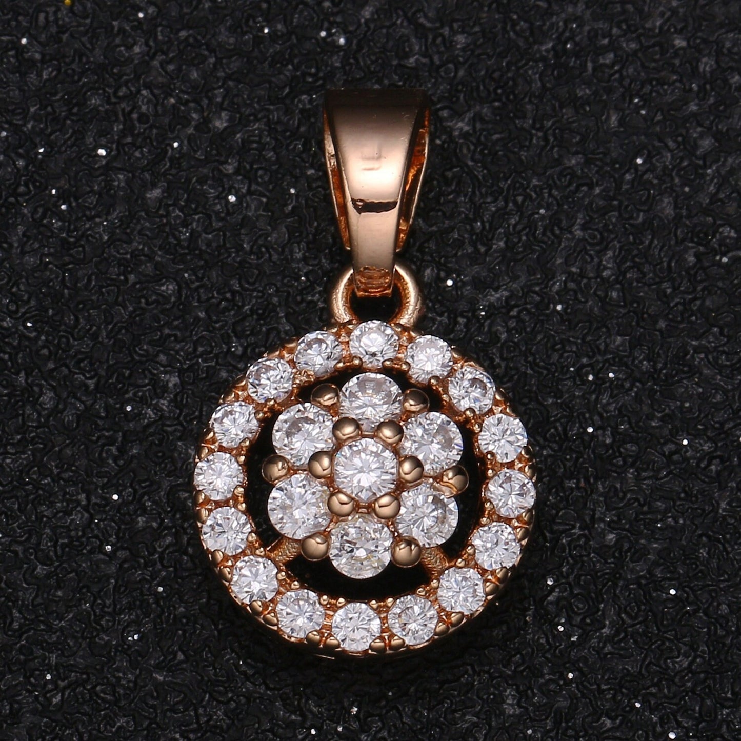 1pc Gold Micro Pave CZ Wreath Charm,Daisy Micro Pave CZ Pendant, Flower Charm Pendant, Cubic Zirconia Flower Jewelry, -652