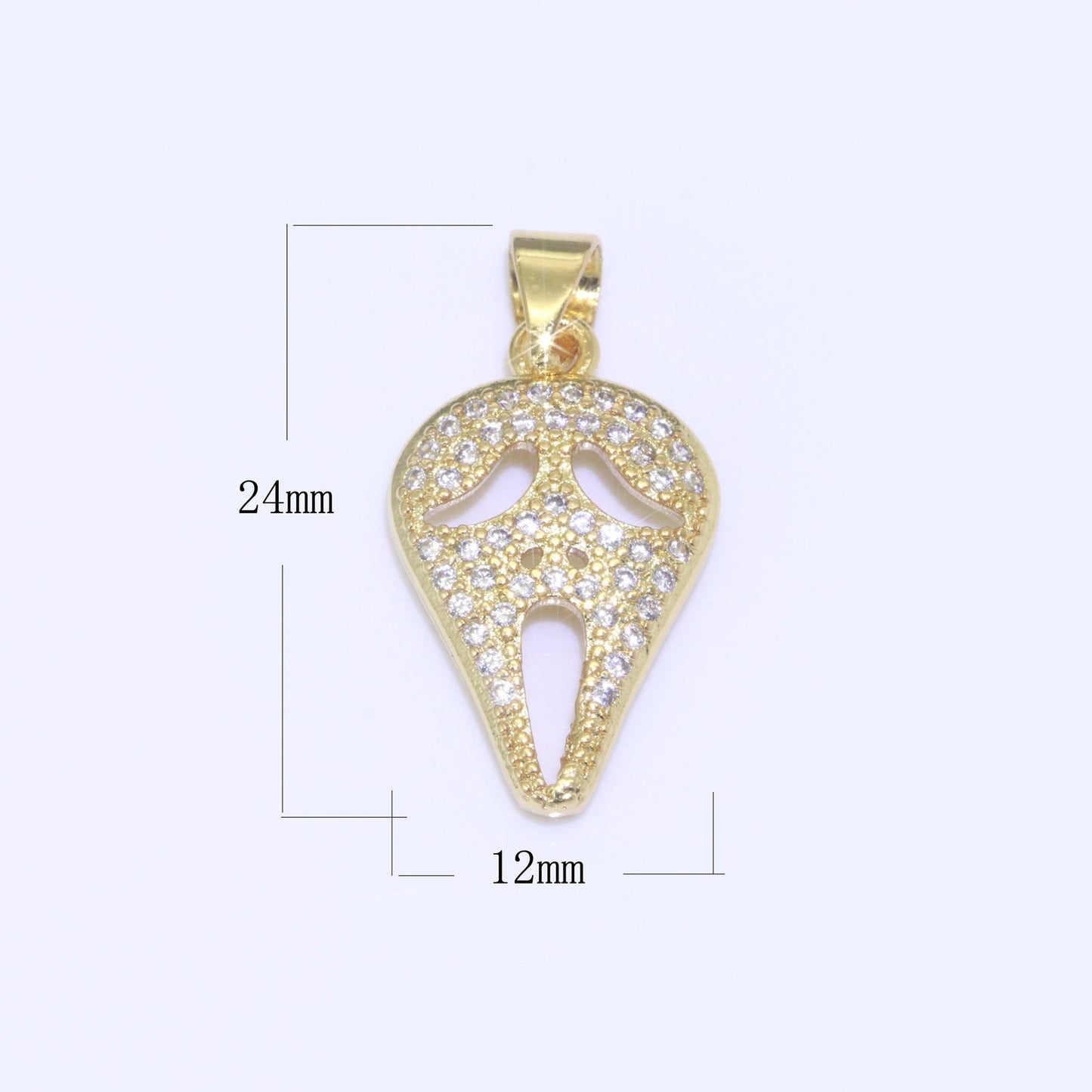 14K Gold Filled Scream Movie Mask Charm Pendant, CZ Micro Pave Scary Movie Mask Pendant, Halloween Jewelry, Horror Movie, Zirconia,N-1326