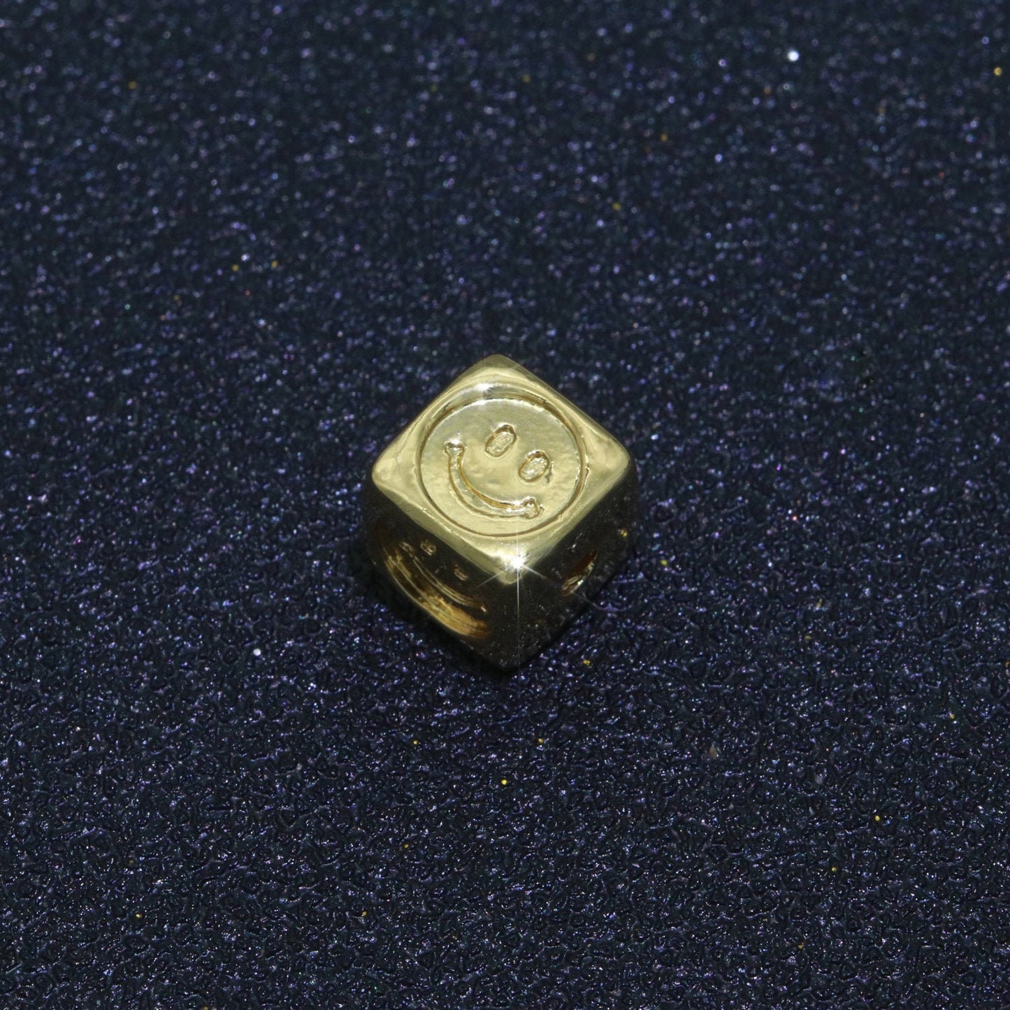 8mm Gold Filled Square Spacer Beads, Gold Happy Face Spacer Beads, Gold Smile Face Beads for Bracelet Necklace Component