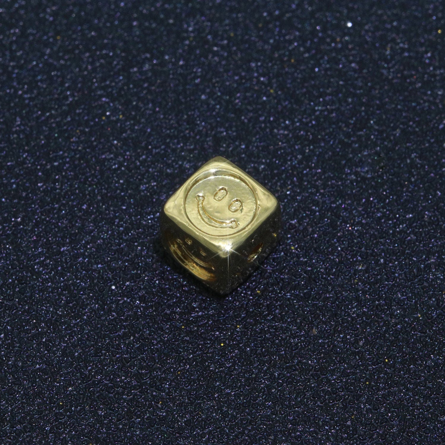8mm Gold Filled Square Spacer Beads, Gold Happy Face Spacer Beads, Gold Smile Face Beads for Bracelet Necklace Component