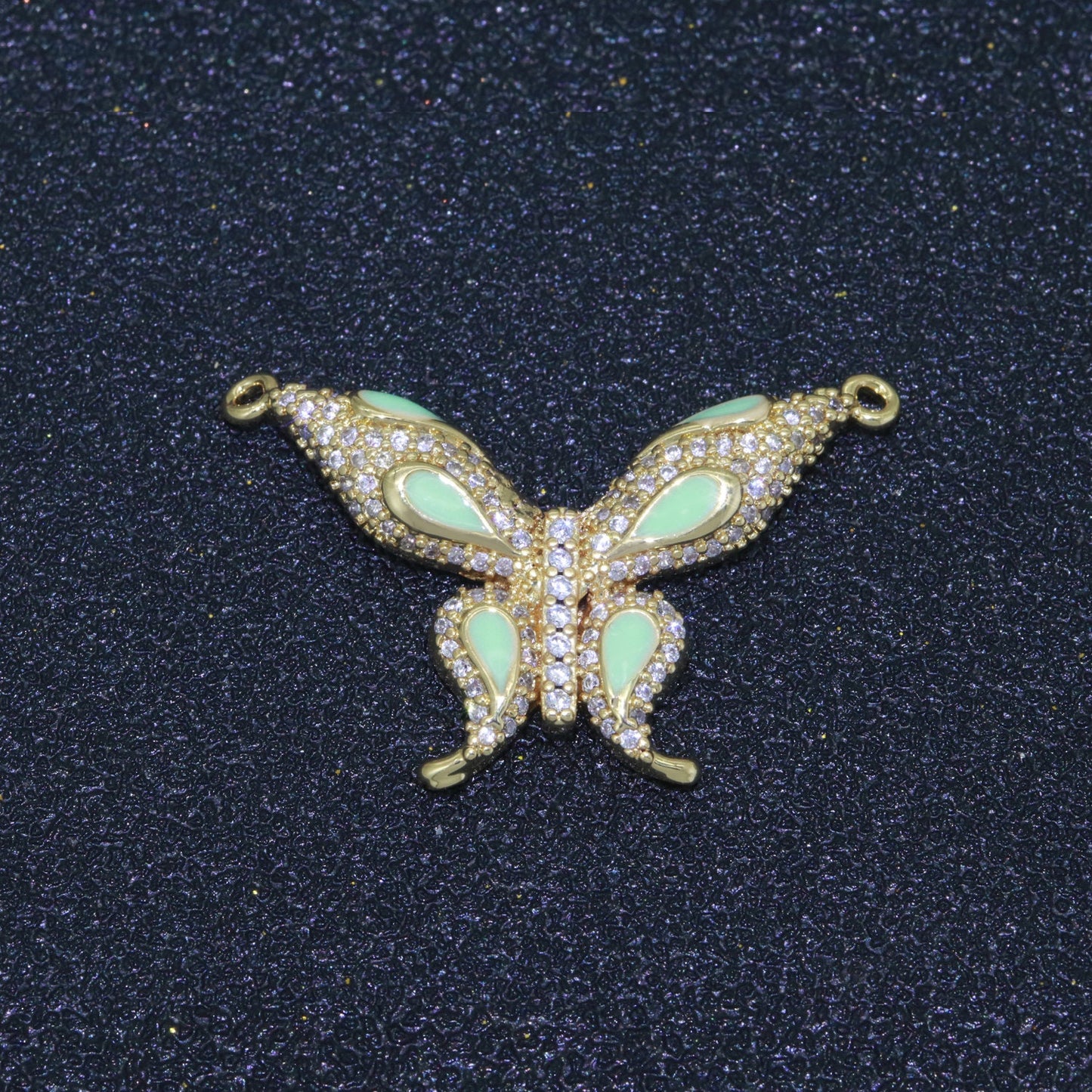 14K Gold Filled Mariposa Butterfly Charm Connector Enamel Butterfly Charm Cubic Zirconia Pendant for Necklace Component Link Connector