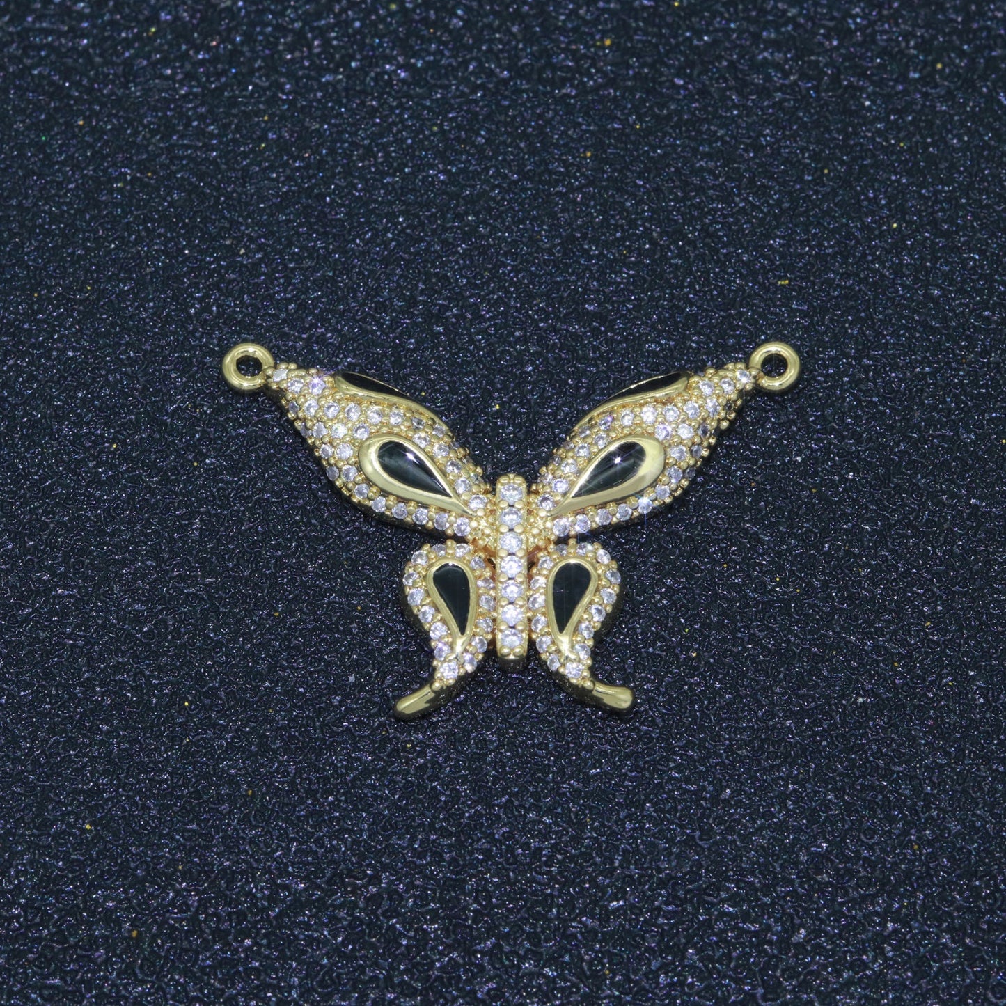 14K Gold Filled Mariposa Butterfly Charm Connector Enamel Butterfly Charm Cubic Zirconia Pendant for Necklace Component Link Connector