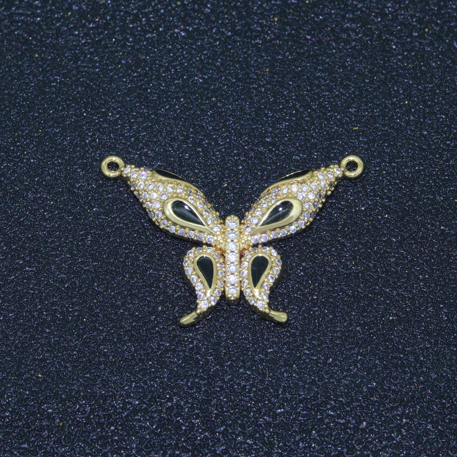 14K Gold Filled Mariposa Butterfly Charm Connector Enamel Butterfly Charm Cubic Zirconia Pendant for Necklace Component Link Connector
