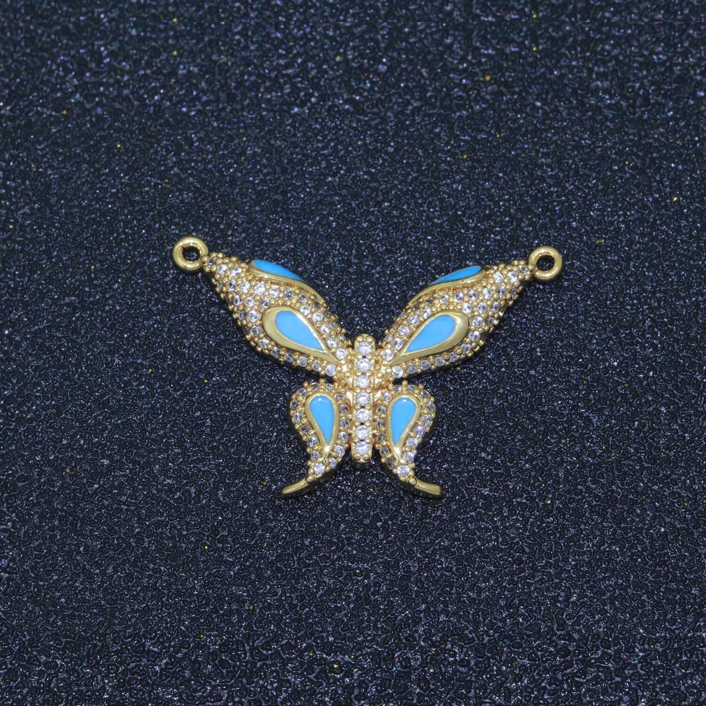 14K Gold Filled Mariposa Butterfly Charm Connector Enamel Butterfly Charm Cubic Zirconia Pendant for Necklace Component Link Connector