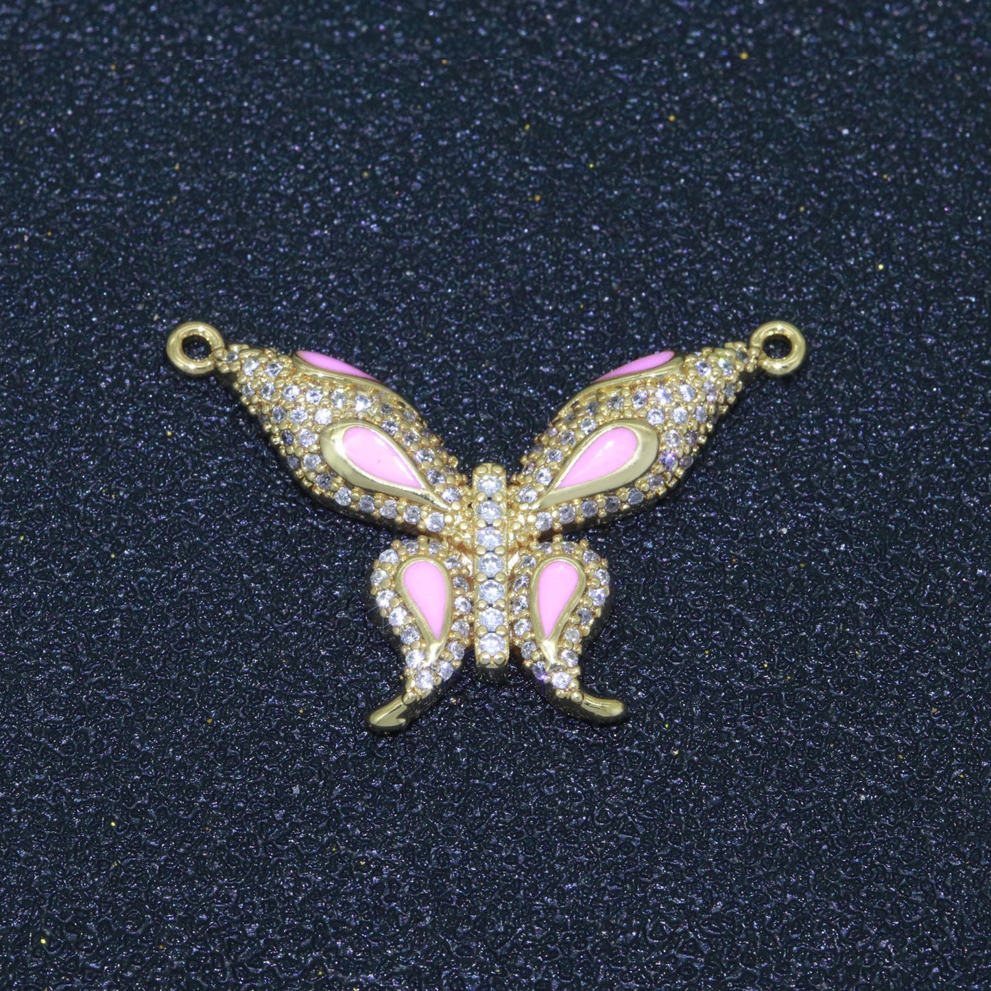 14K Gold Filled Mariposa Butterfly Charm Connector Enamel Butterfly Charm Cubic Zirconia Pendant for Necklace Component Link Connector