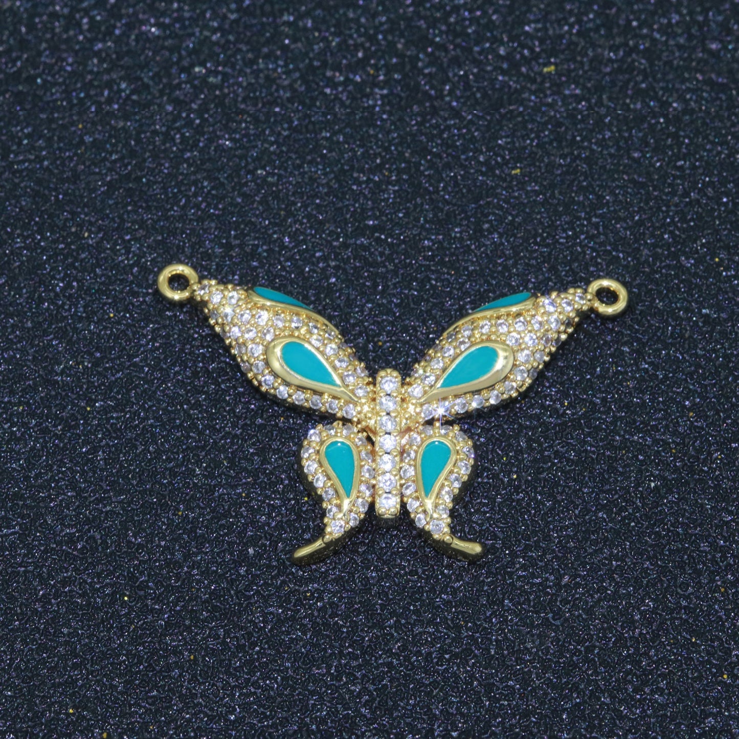 14K Gold Filled Mariposa Butterfly Charm Connector Enamel Butterfly Charm Cubic Zirconia Pendant for Necklace Component Link Connector