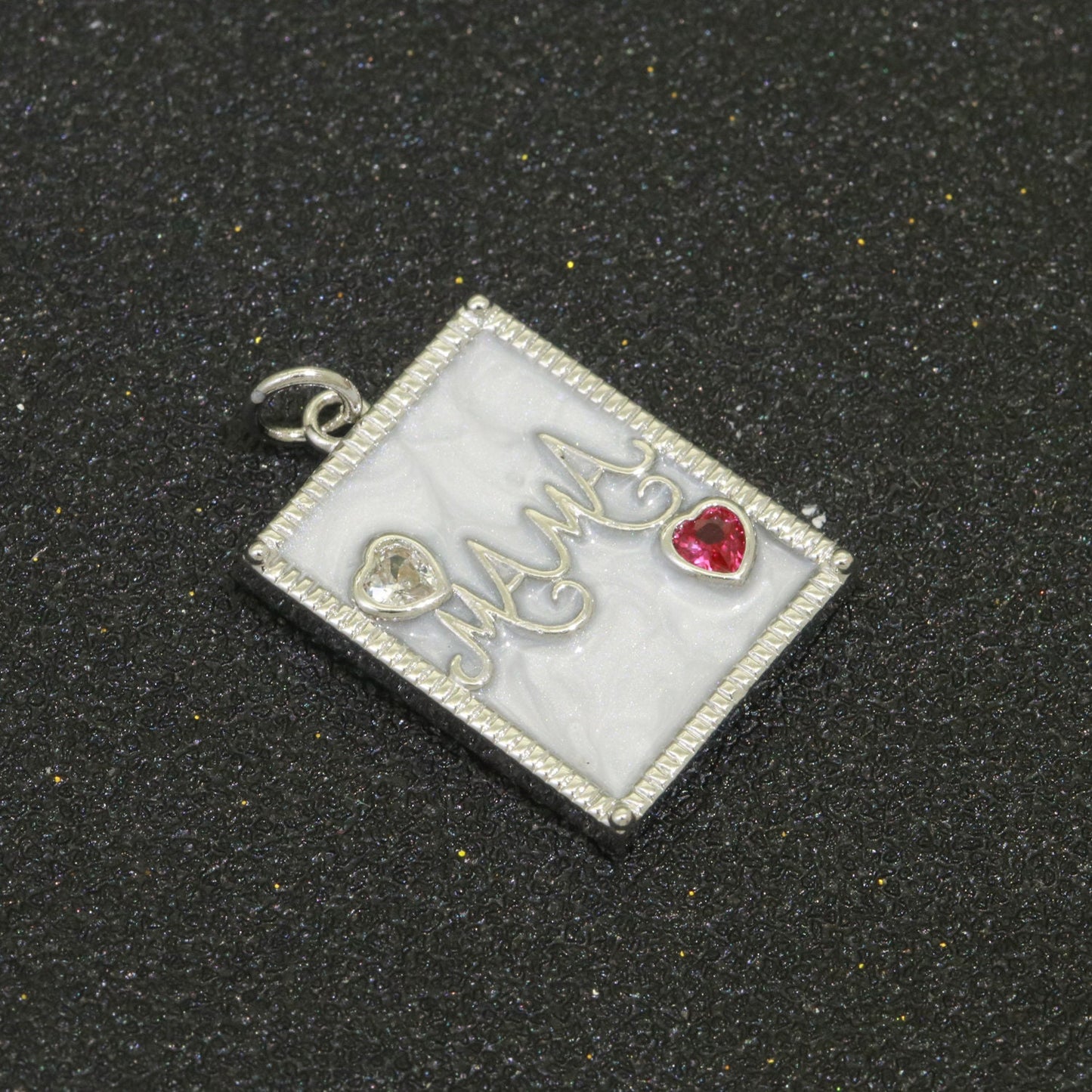 Mother of pearl Mama Letter Square Pendant Charm, Mother's day gift 24k Gold Filled Charm jewelry making for Necklace Supply