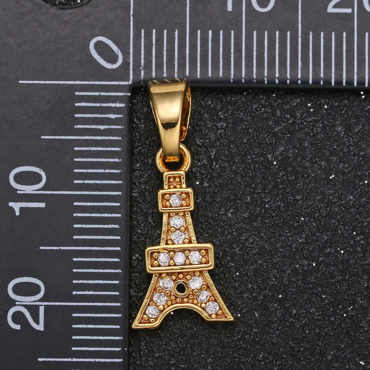 Dainty Eiffel Tower Gold Charm,Cubic Pave Paris Pendant, CZ Gold Tower Pendant for Necklace Bracelet Supply, -426