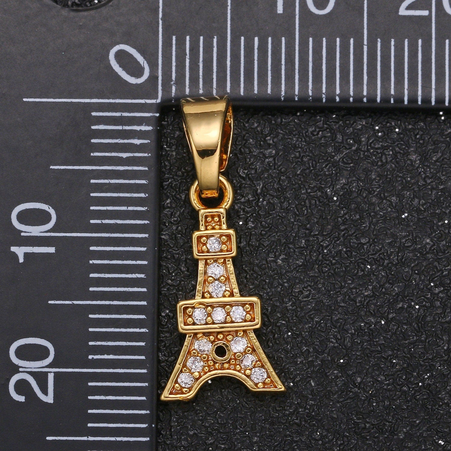 Dainty Eiffel Tower Gold Charm,Cubic Pave Paris Pendant, CZ Gold Tower Pendant for Necklace Bracelet Supply, -426