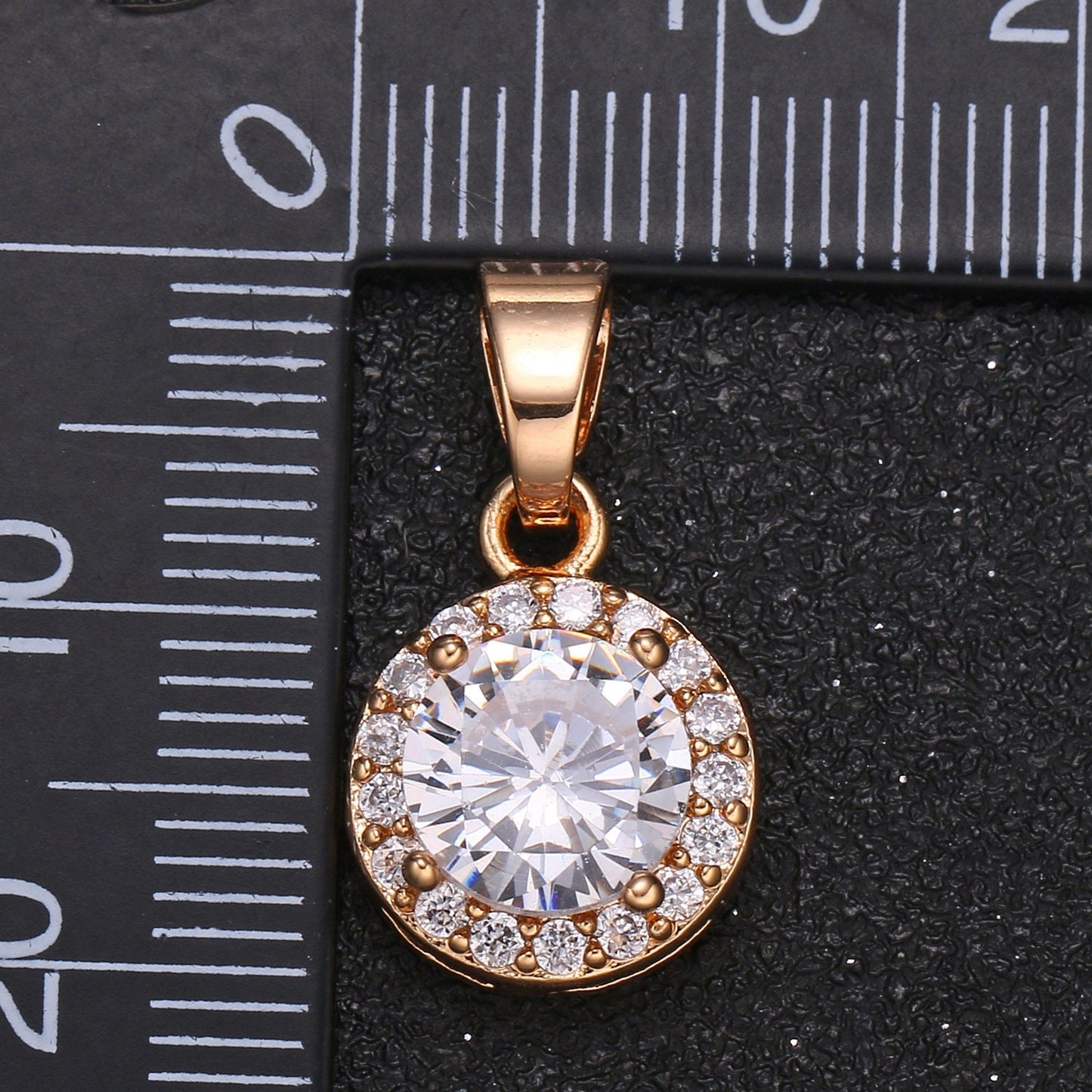 Gold Round Charm Micro Pave Charm Ball Cubic Solitaire Jewelry Pendant Luxury Charm for Jewelry Supply -420