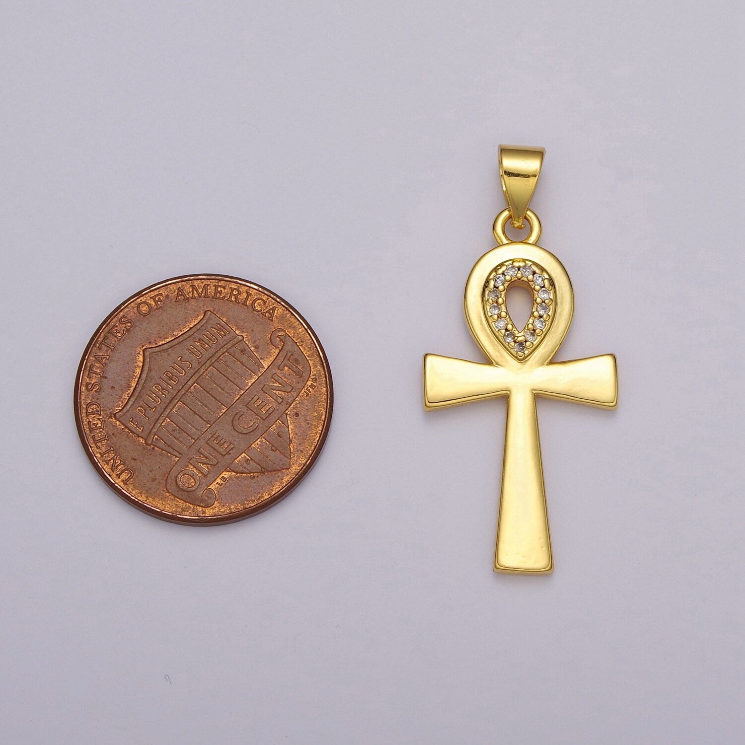Egyptian Ankh Cross Charm necklace Amulet talisman for protection sacred symbol of life in jewelry 24k Gold Filled Cross Pendant, N-1389