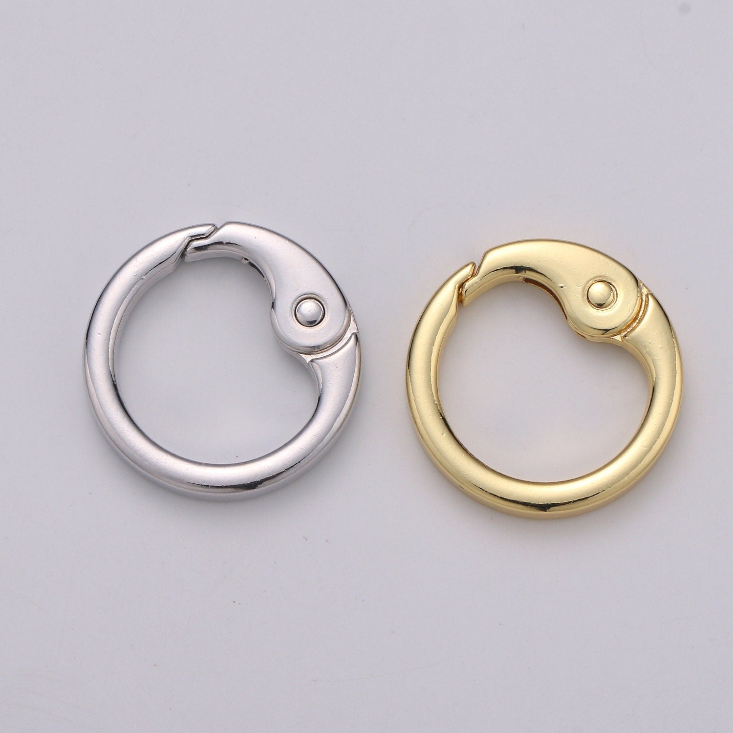 Gold Spring Gate Ring,Push Gate ring, 25.5mm diameter Ring Charm Holder Gold, Silver Clasp Connector Charm Holder L-40-L41