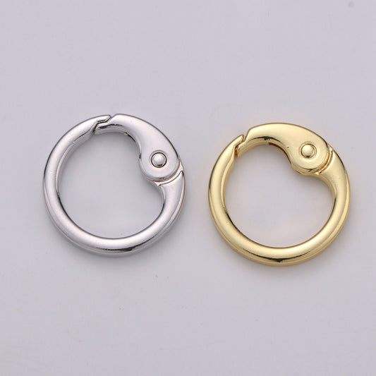 Gold Spring Gate Ring,Push Gate ring, 25.5mm diameter Ring Charm Holder Gold, Silver Clasp Connector Charm Holder L-40-L41