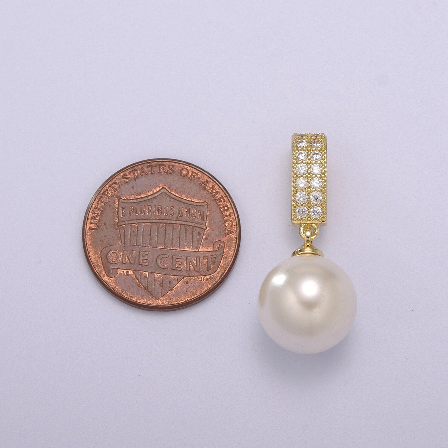 Dainty Pearl Charm, Pearl Pendant, Wedding Jewelry Micro Pave Dangle Gold Pendant Necklace