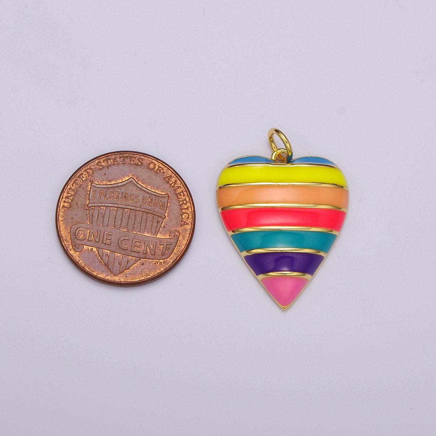 Enamel Rainbow Heart Charm Gold Fill Jewellery Making LGBTQ Pendant Charms Gay Pride Flag Color for Necklace Earring Bracelet Supply