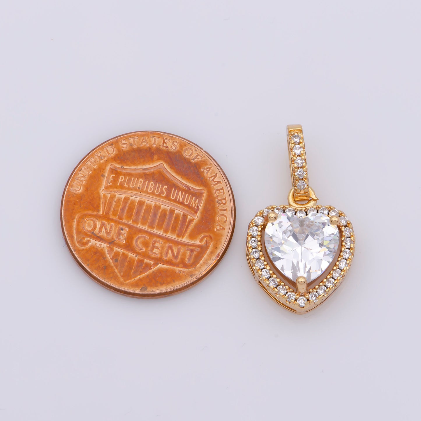 Heart Cubic Mini Pendant, Solitaire Cubic Pave Rose Gold Filled Charm CZ Pendant, Dainty Bracelet Earring Necklace Charm J-914