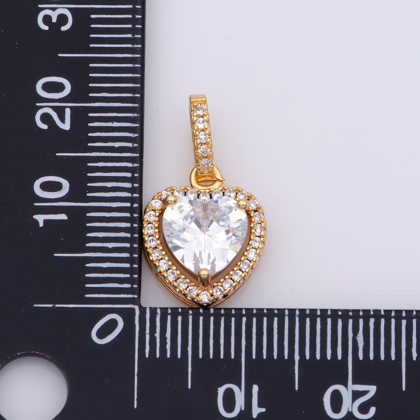 Heart Cubic Mini Pendant, Solitaire Cubic Pave Rose Gold Filled Charm CZ Pendant, Dainty Bracelet Earring Necklace Charm J-914