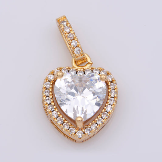 Heart Cubic Mini Pendant, Solitaire Cubic Pave Rose Gold Filled Charm CZ Pendant, Dainty Bracelet Earring Necklace Charm J-914