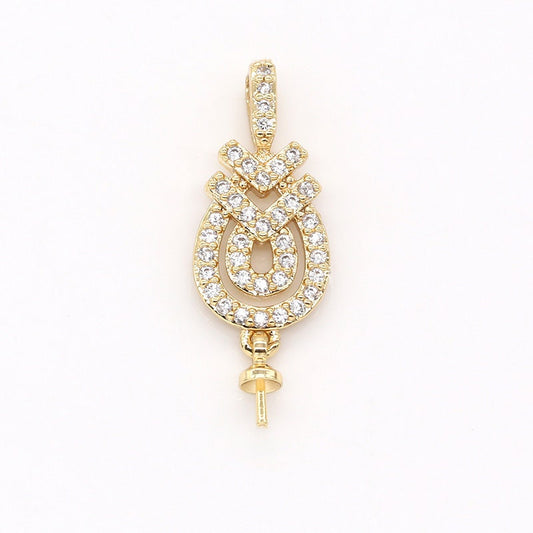 Gold Bead Cap with peg for top drilled beads CZ Micro Pave Supply Component -607