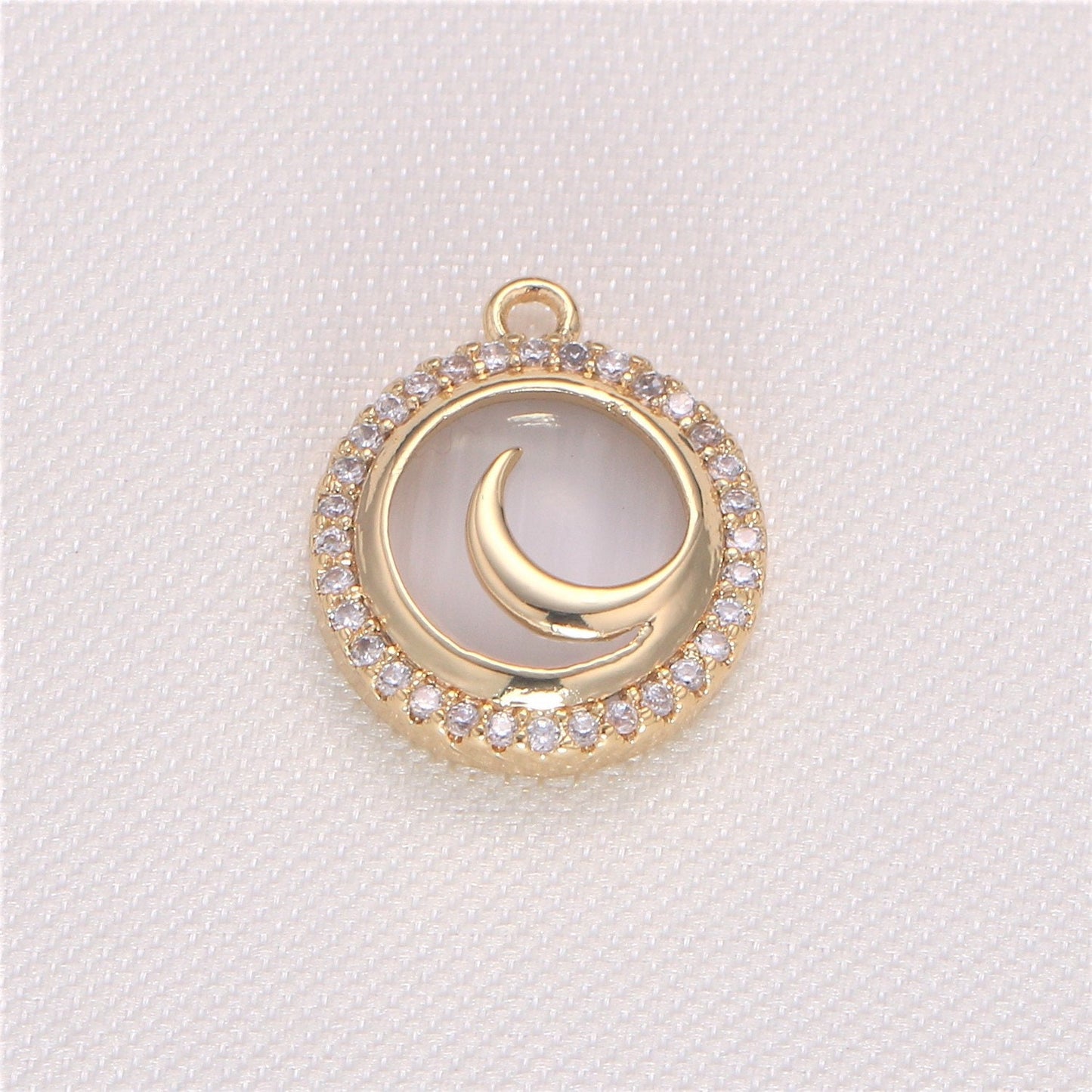Mini Micro Pave Round Charm Gold Cubic Dangle charm for Bracelet Necklace Earring