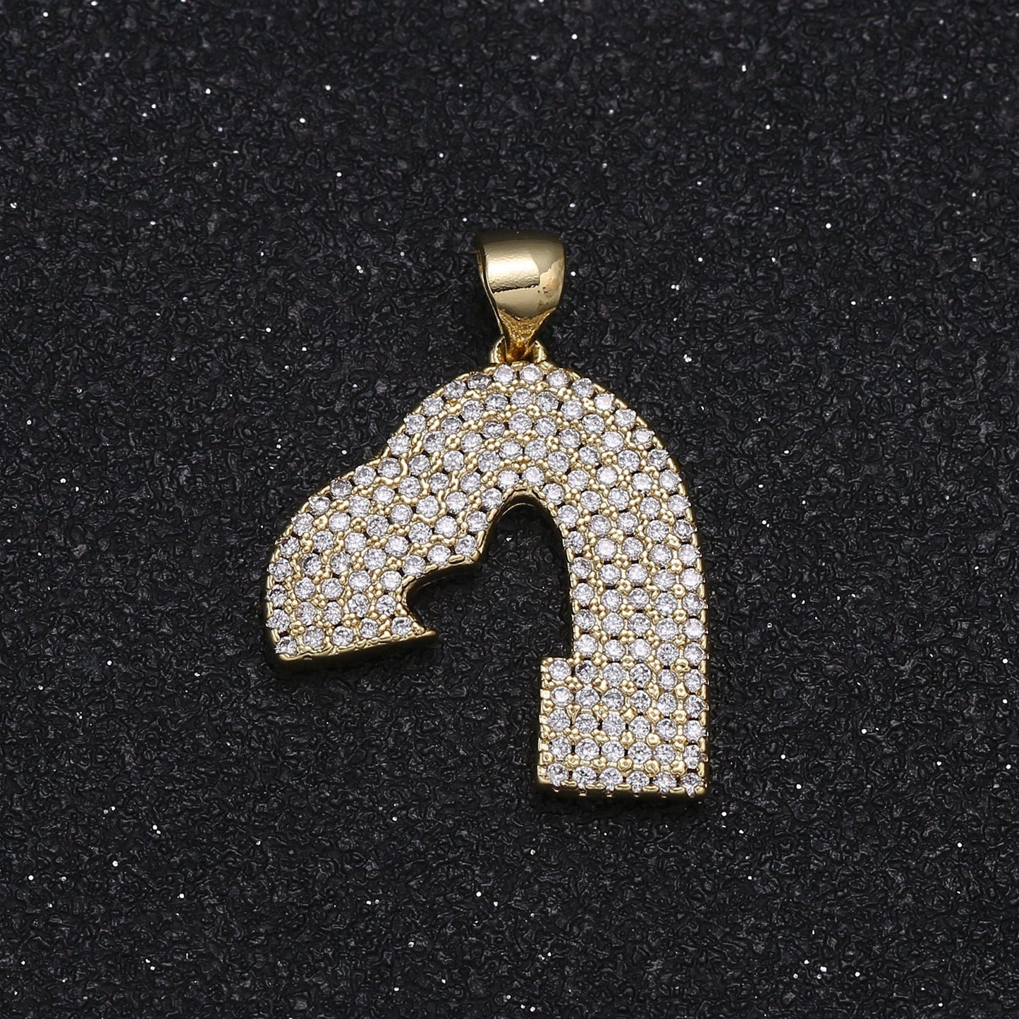 Gold Micro Pave Half Heart Pendant for Necklace Component