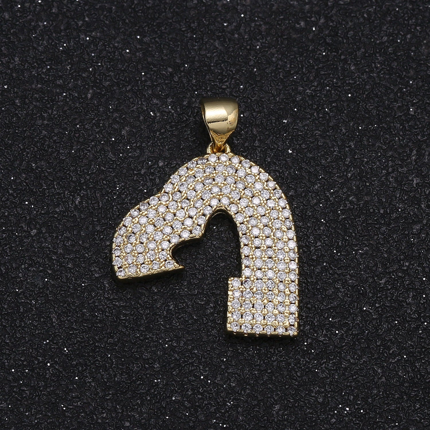 Gold Micro Pave Half Heart Pendant for Necklace Component