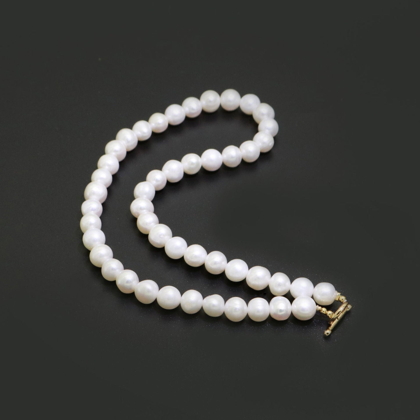 White Freshwater Pearl Necklace, Gold Filled Necklace, White Bridal Pearl Choker, Necklaces for Women, 8 mm Pearl Necklace 15 inch, WA-264
