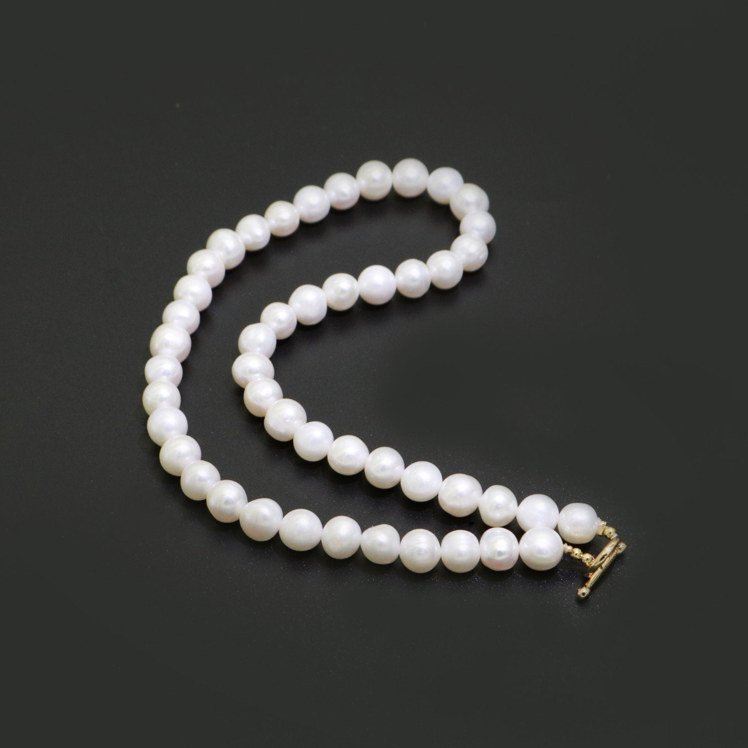 White Freshwater Pearl Necklace, Gold Filled Necklace, White Bridal Pearl Choker, Necklaces for Women, 8 mm Pearl Necklace 15 inch, WA-264