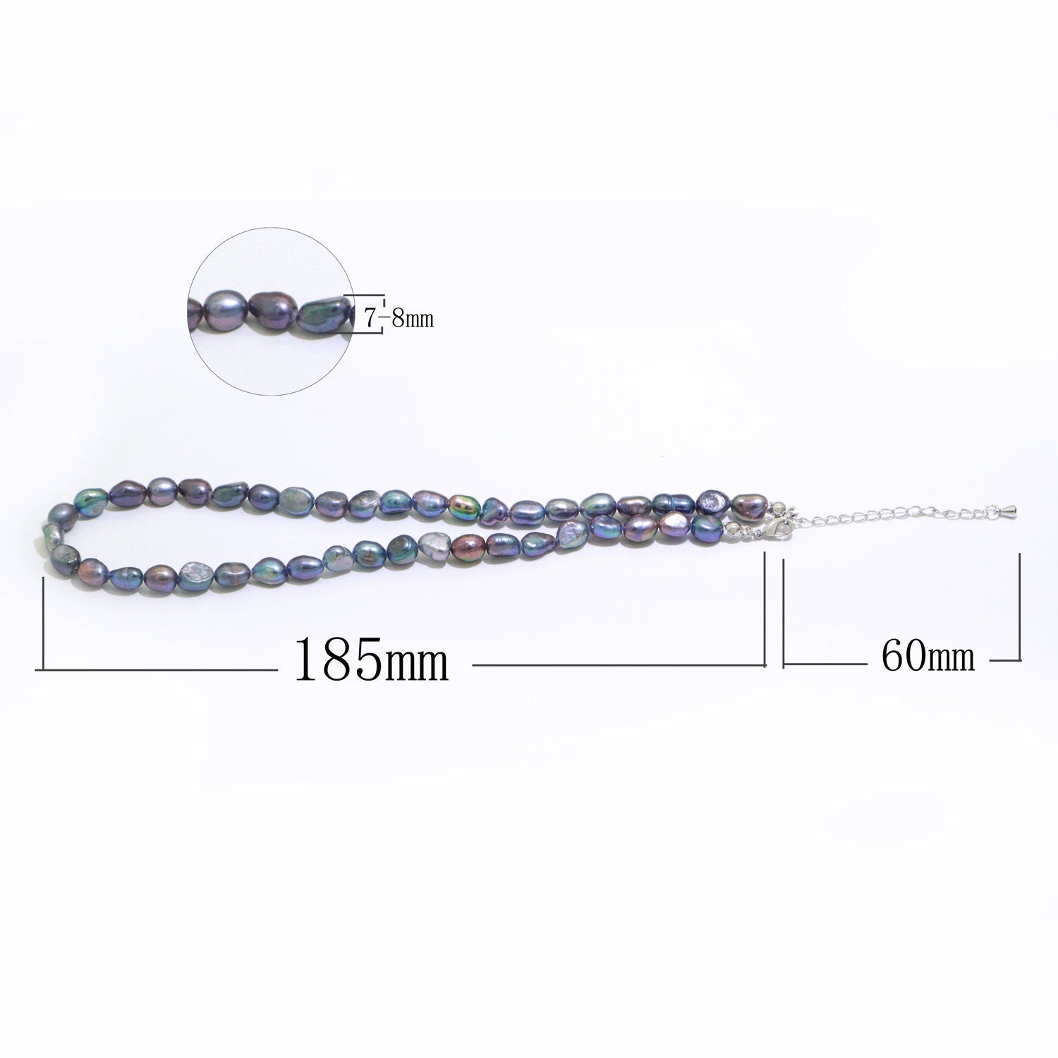Aurora Borealis Pearl Choker, Gold Filled Necklace, Peacock Bridal Pearl Choker, Necklaces for Women, 6.9 mm Pearl Necklace 15 inch, WA-266