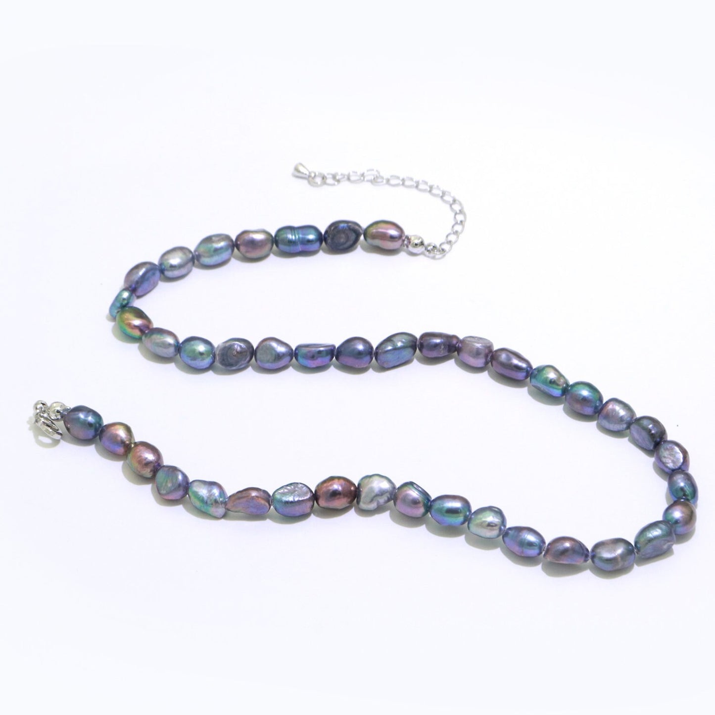 Aurora Borealis Pearl Choker, Gold Filled Necklace, Peacock Bridal Pearl Choker, Necklaces for Women, 6.9 mm Pearl Necklace 15 inch, WA-266