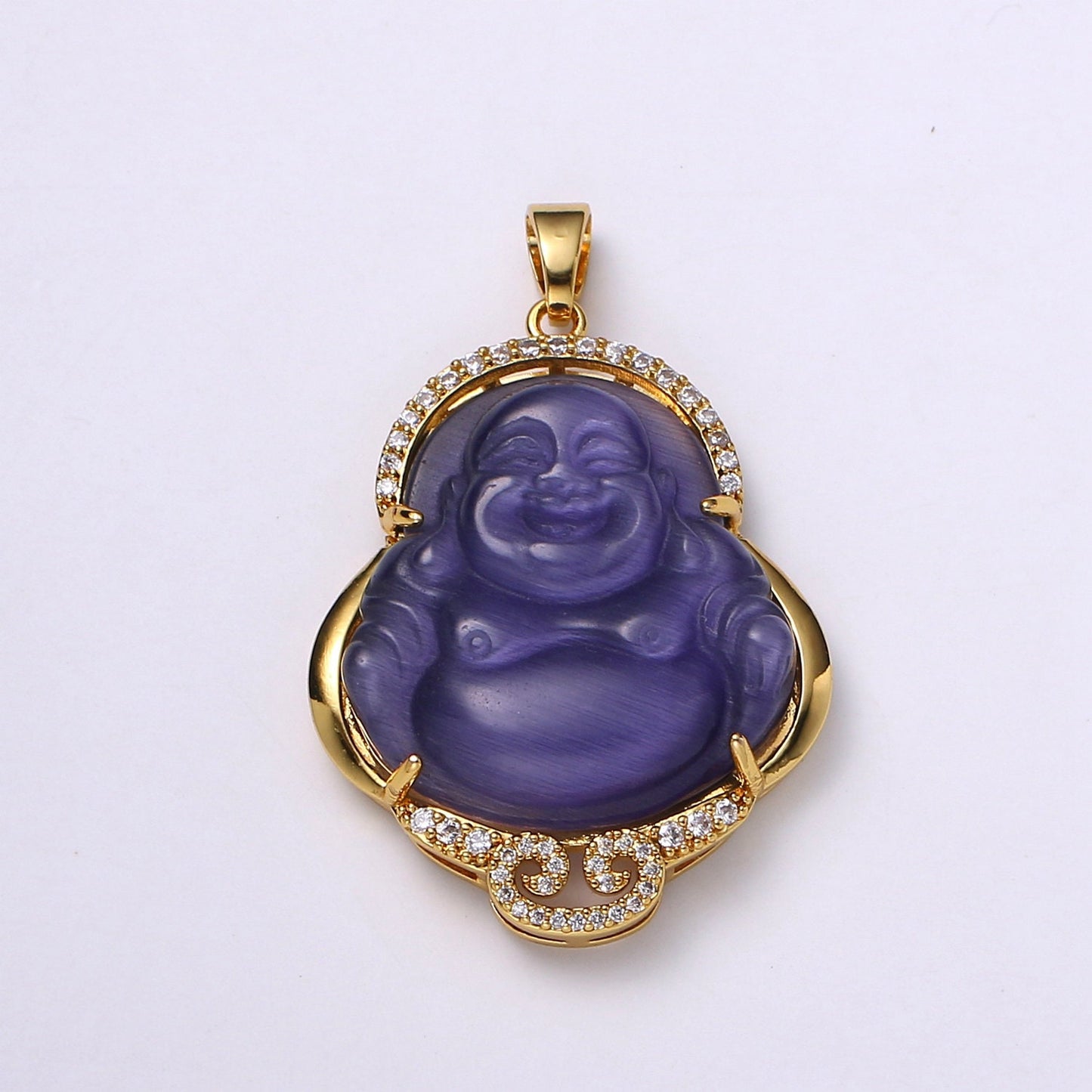 14k Gold Filled Buddha Pendant for Necklace Laughing Buddha Charm Green Buddha Charm for Statement Necklace Religious Jewelry