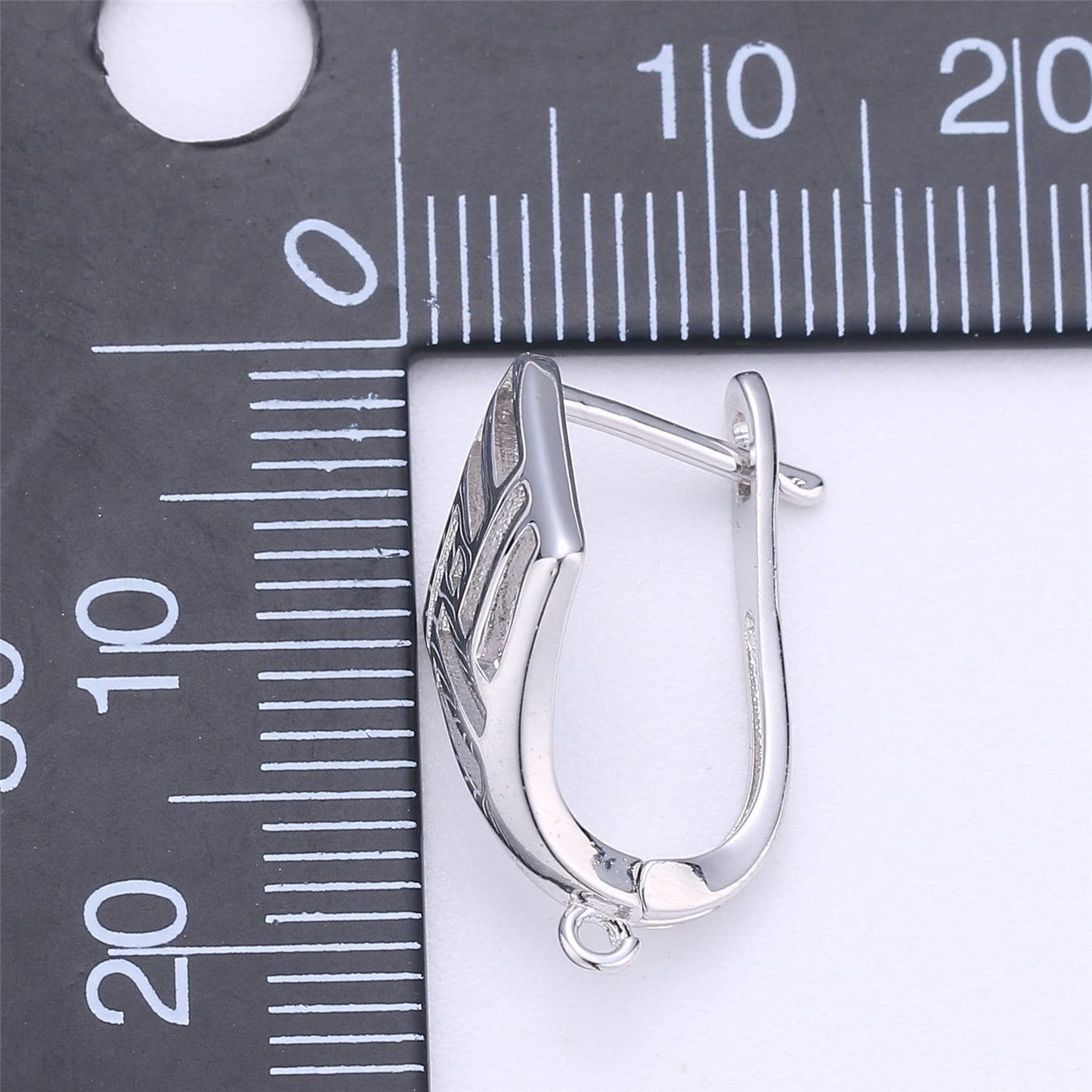 Silver Huggie Minimalist Earring one touch w/ open link, Lead Nickel free Lever back earring making Component Supply