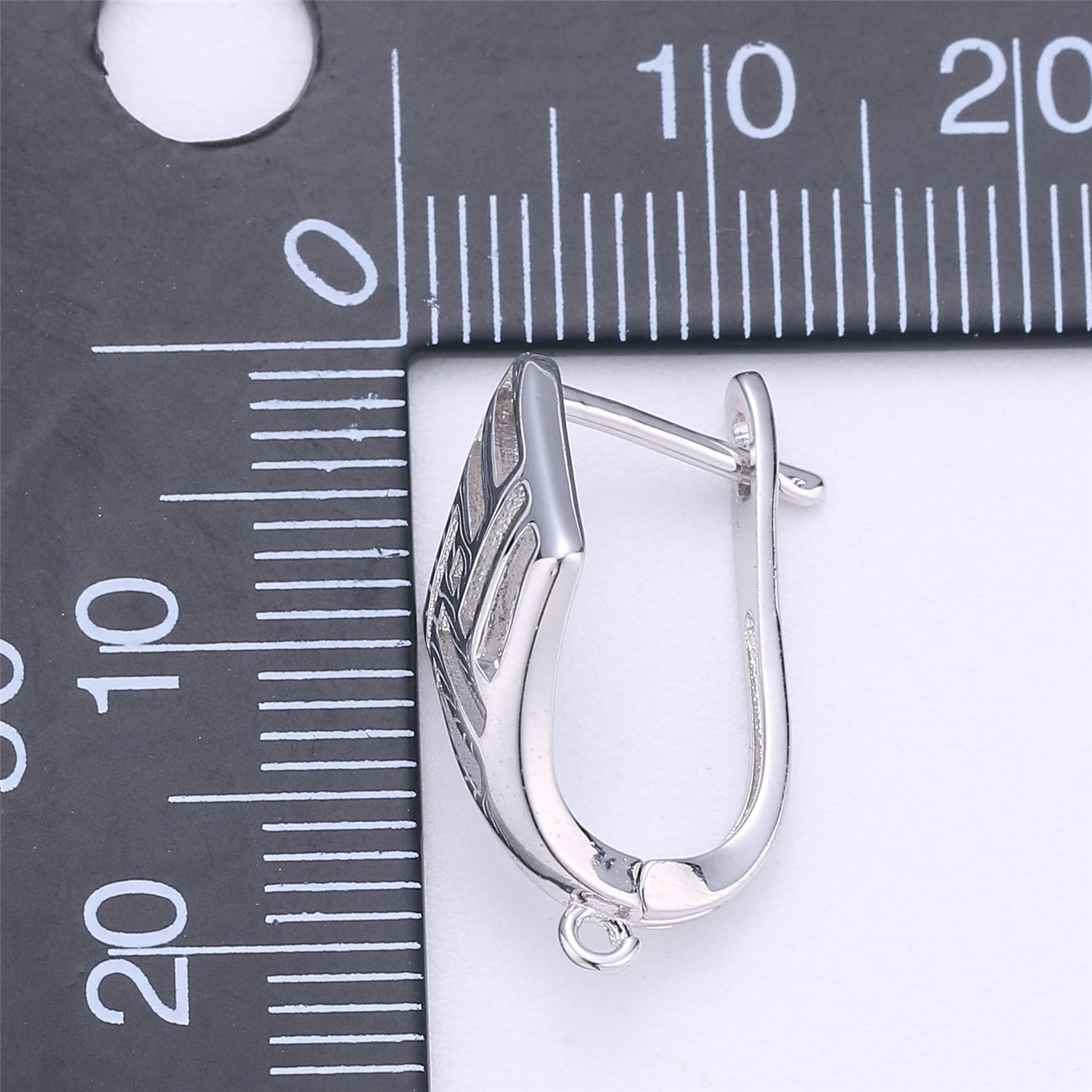 Silver Huggie Minimalist Earring one touch w/ open link, Lead Nickel free Lever back earring making Component Supply