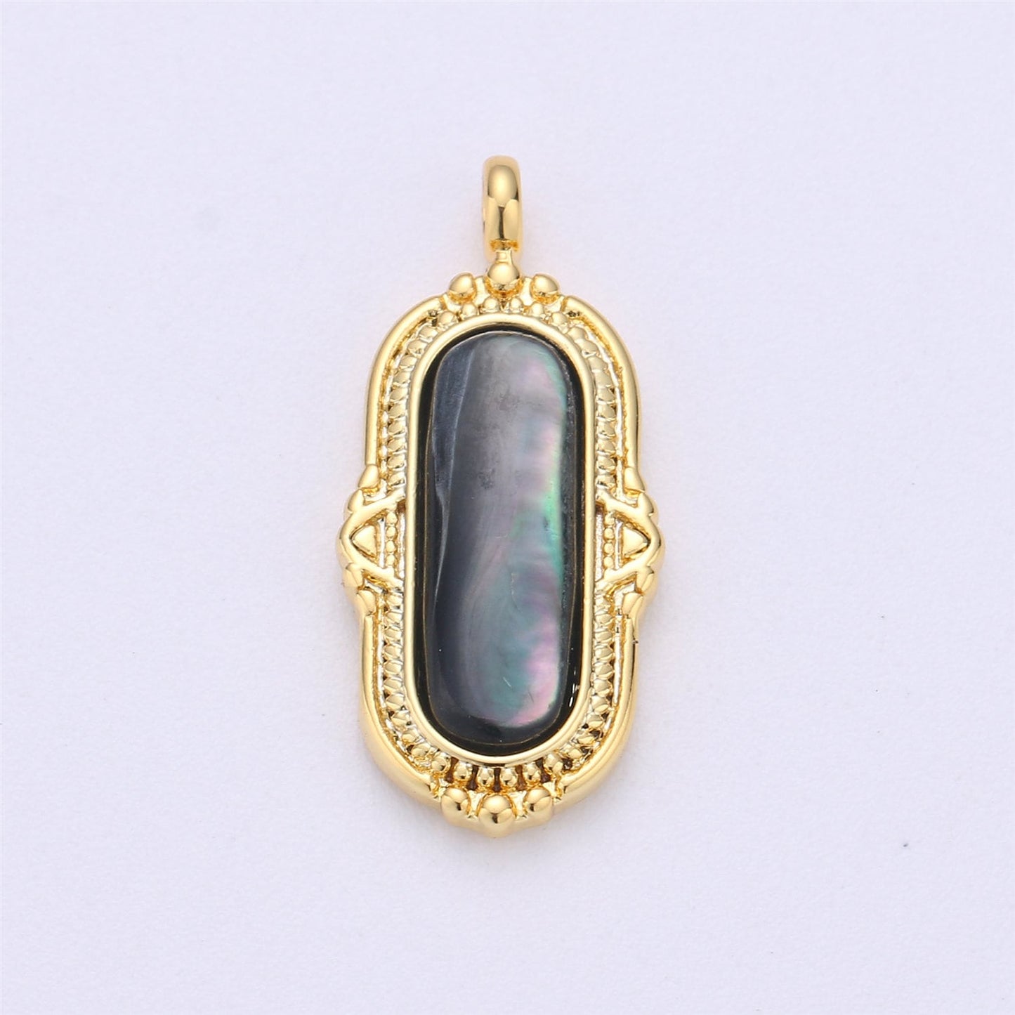25x12mm Oval Charm, mother of pearl in 24k Gold Filled for Necklace Earring Component Pink White Black Pearl Charm