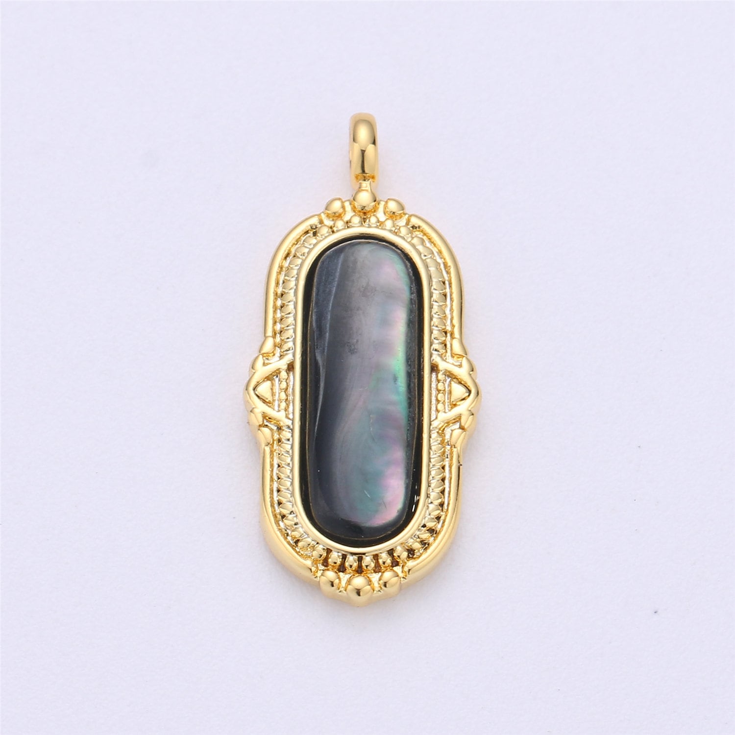 25x12mm Oval Charm, mother of pearl in 24k Gold Filled for Necklace Earring Component Pink White Black Pearl Charm