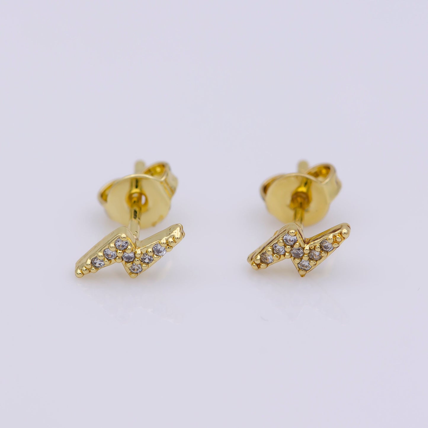 Dainty Gold Thunder Stud Earring Gold Filled Lightning Bolt Cz Stud Earring Gift Friendship Jewelry Wholesale Dainty Delicate Christmas Gift