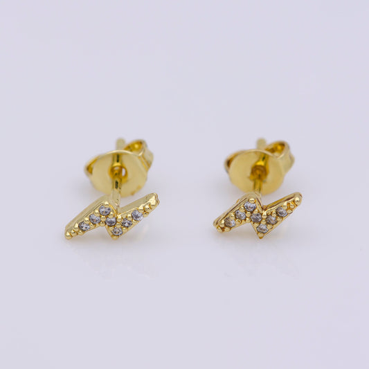 Dainty Gold Thunder Stud Earring Gold Filled Lightning Bolt Cz Stud Earring Gift Friendship Jewelry Wholesale Dainty Delicate Christmas Gift
