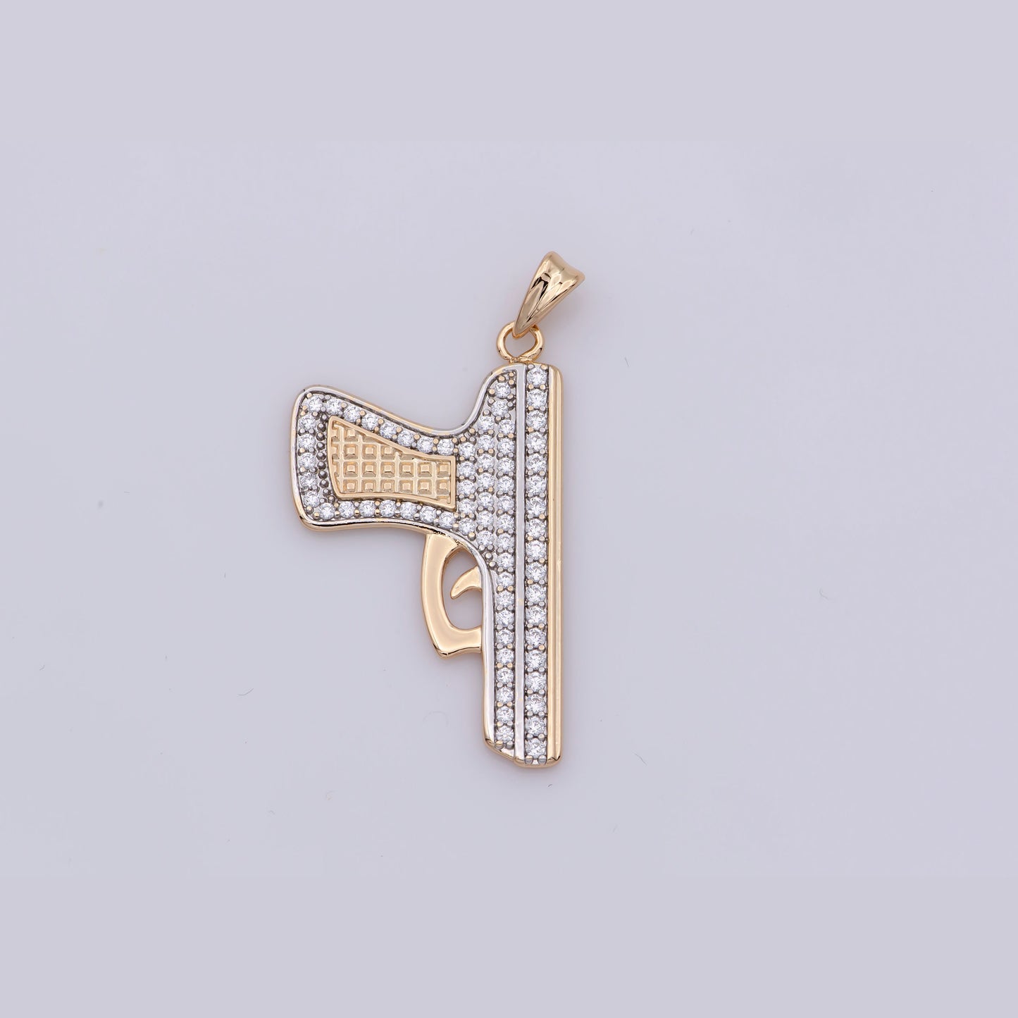 Iced Out Bling GoldPistol Pendant For Necklace Cubic Gun Charm Micro Pave Charm Statement Jewelry Making Supplies Supply, LE0-995