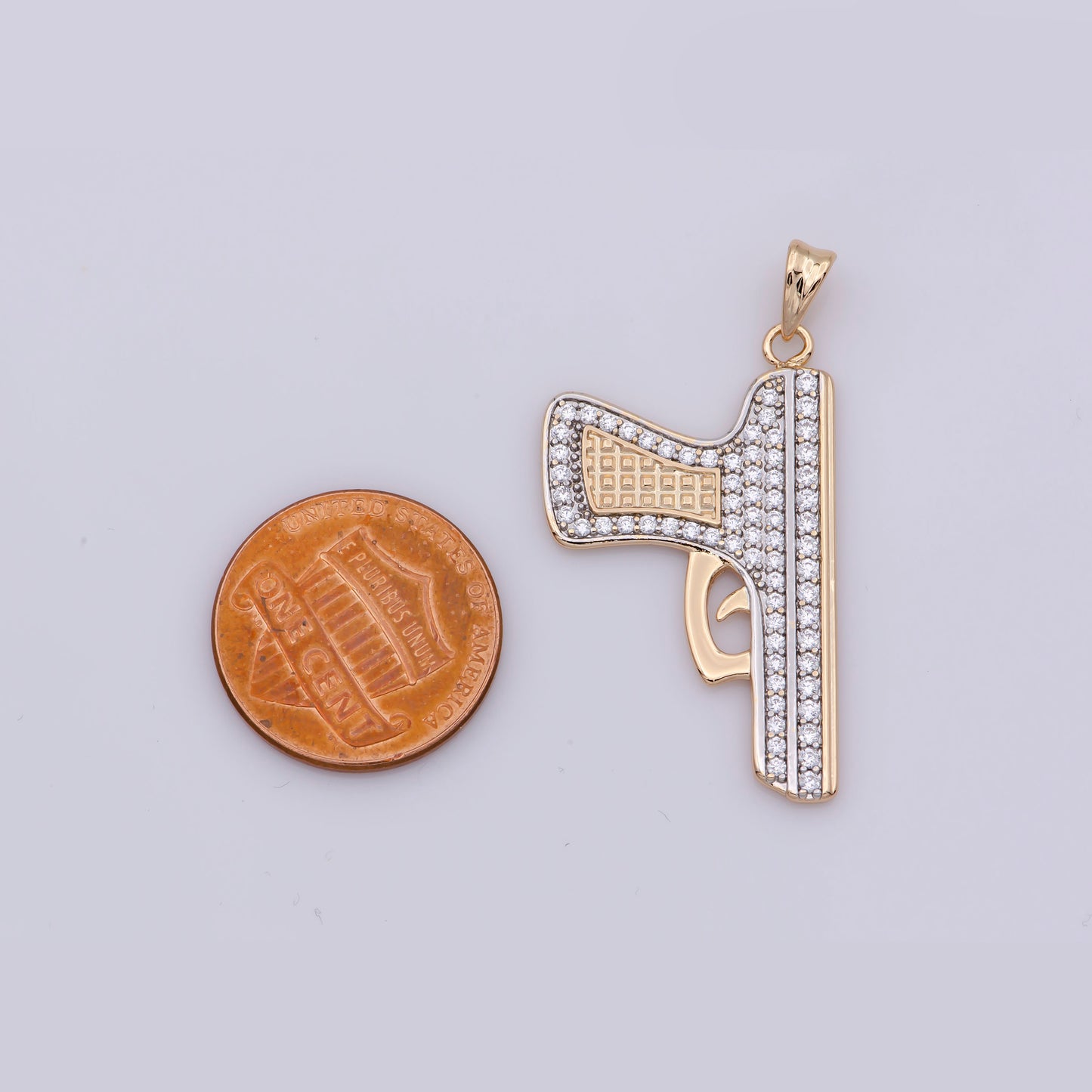 Iced Out Bling GoldPistol Pendant For Necklace Cubic Gun Charm Micro Pave Charm Statement Jewelry Making Supplies Supply, LE0-995