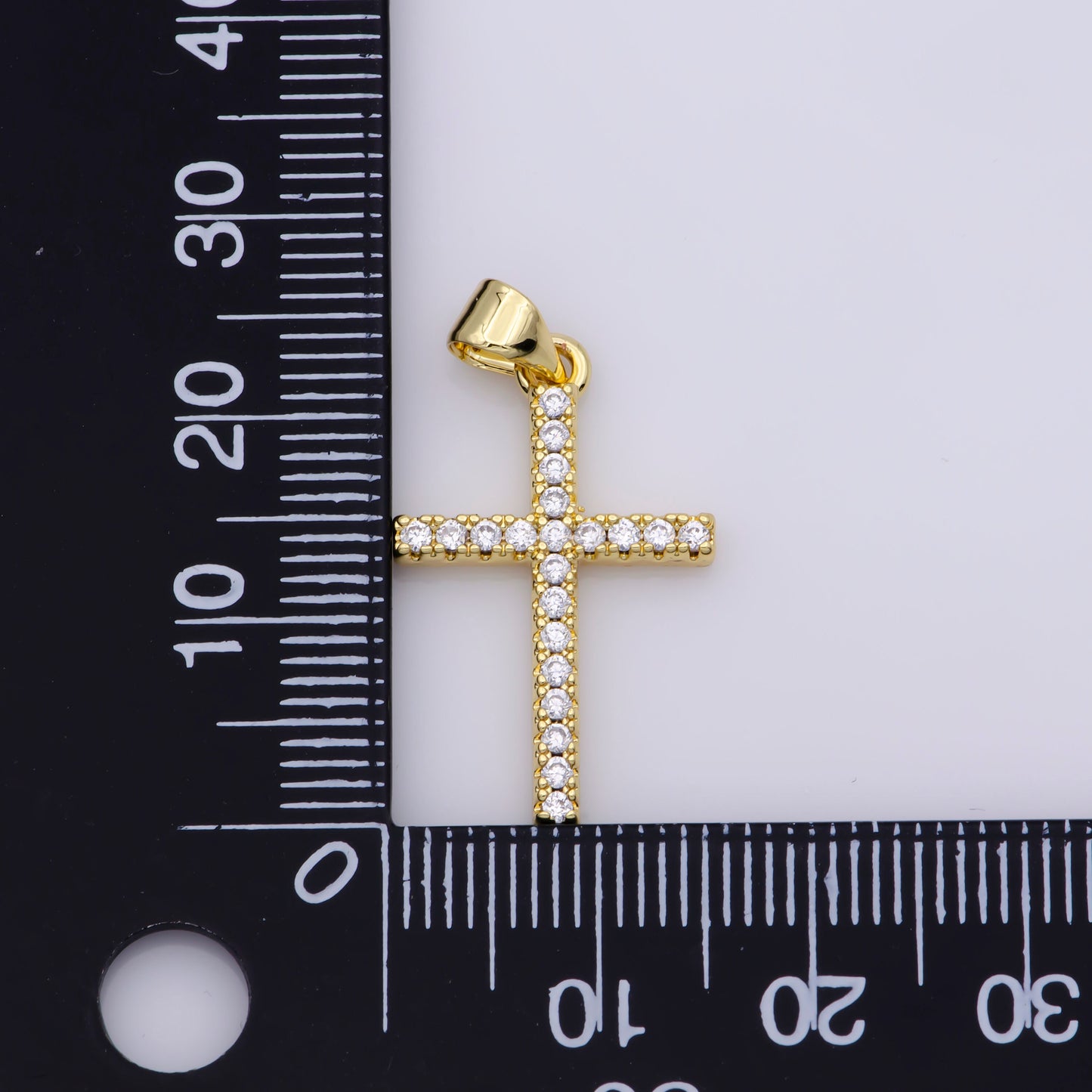 14K Gold Filled Minimalist Simple Cross Micro Pave Cubic Zirconia Necklace Pendant Bracelet Earring Charm Component for Religious Jewelry